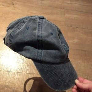 Blue distressed jean style cap